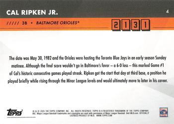2020 Topps x Cal Ripken: 2131 #4 Cal Ripken Jr. Back