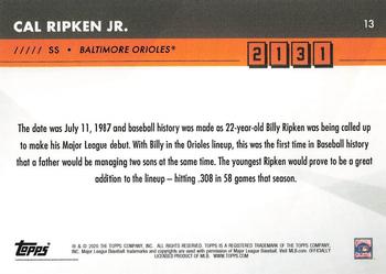 2020 Topps x Cal Ripken: 2131 #13 Cal Ripken Jr. Back