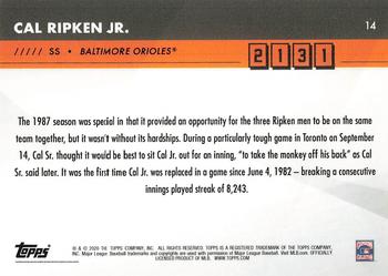 2020 Topps x Cal Ripken: 2131 #14 Cal Ripken Jr. Back
