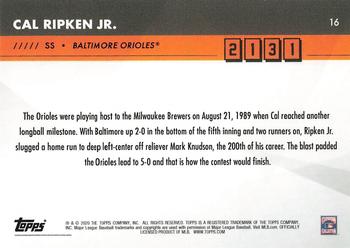 2020 Topps x Cal Ripken: 2131 #16 Cal Ripken Jr. Back