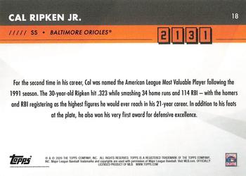 2020 Topps x Cal Ripken: 2131 #18 Cal Ripken Jr. Back