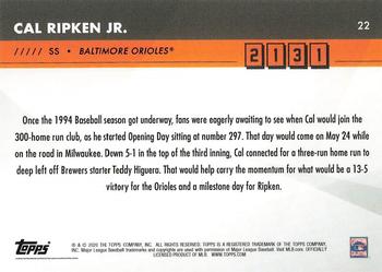 2020 Topps x Cal Ripken: 2131 #22 Cal Ripken Jr. Back