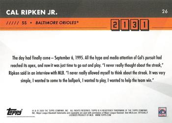 2020 Topps x Cal Ripken: 2131 #26 Cal Ripken Jr. Back