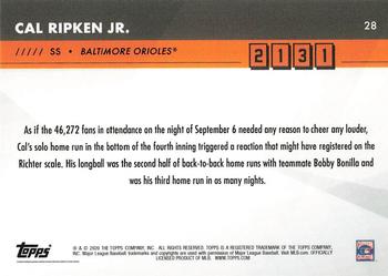 2020 Topps x Cal Ripken: 2131 #28 Cal Ripken Jr. Back
