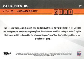 2020 Topps x Cal Ripken: 2131 #30 Cal Ripken Jr. Back