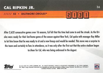 2020 Topps x Cal Ripken: 2131 #36 Cal Ripken Jr. Back