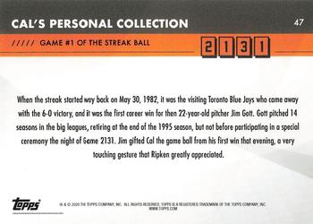 2020 Topps x Cal Ripken: 2131 #47 Cal's Personal Collection Back