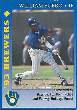 1993 Milwaukee Brewers Police - Bayside / Fox Point Police and Funway Holidays Funjet #NNO William Suero Front