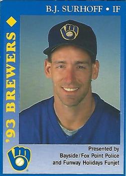 1993 Milwaukee Brewers Police - Bayside / Fox Point Police and Funway Holidays Funjet #NNO B.J. Surhoff Front