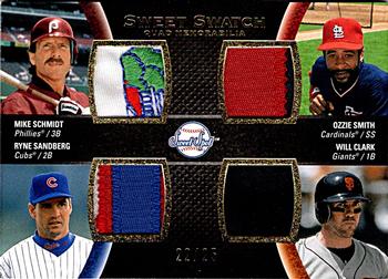 2008 Upper Deck Sweet Spot - Swatches Quad Patches #QS-SCSS Mike Schmidt / Ozzie Smith / Ryne Sandberg / Will Clark Front