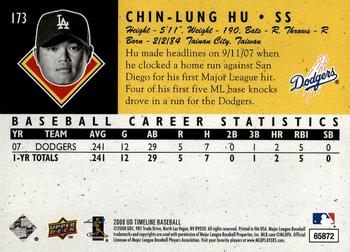 2008 Upper Deck Timeline - 1994 All-Time Heroes 20th Anniversary #173 Chin-Lung Hu Back