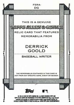 2020 Topps Allen & Ginter - Full-Size Relics A #FSRA-DG Derrick Goold Back