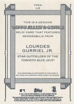 2020 Topps Allen & Ginter - Full-Size Relics A #FSRA-LG Lourdes Gurriel Jr. Back