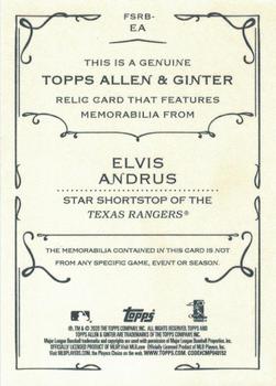 2020 Topps Allen & Ginter - Full-Size Relics B #FSRB-EA Elvis Andrus Back