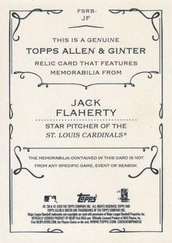 2020 Topps Allen & Ginter - Full-Size Relics B #FSRB-JF Jack Flaherty Back