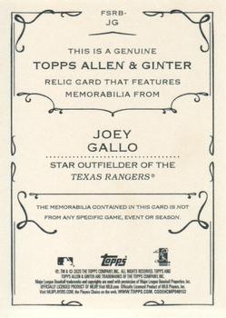 2020 Topps Allen & Ginter - Full-Size Relics B #FSRB-JG Joey Gallo Back