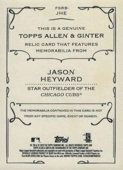 2020 Topps Allen & Ginter - Full-Size Relics B #FSRB-JHE Jason Heyward Back