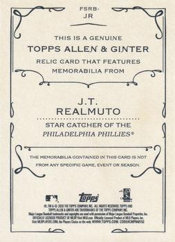 2020 Topps Allen & Ginter - Full-Size Relics B #FSRB-JR J.T. Realmuto Back
