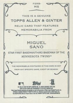 2020 Topps Allen & Ginter - Full-Size Relics B #FSRB-MS Miguel Sano Back