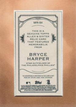 2020 Topps Allen & Ginter - Mini Framed Relics #MFR-BH Bryce Harper Back
