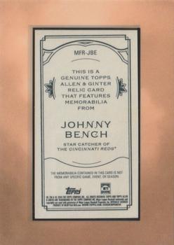 2020 Topps Allen & Ginter - Mini Framed Relics #MFR-JBE Johnny Bench Back