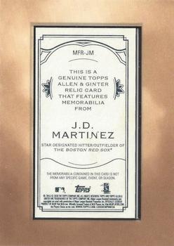 2020 Topps Allen & Ginter - Mini Framed Relics #MFR-JM J.D. Martinez Back