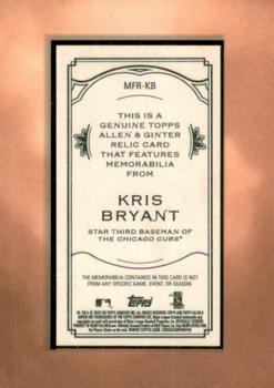 2020 Topps Allen & Ginter - Mini Framed Relics #MFR-KB Kris Bryant Back