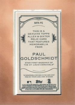 2020 Topps Allen & Ginter - Mini Framed Relics #MFR-PG Paul Goldschmidt Back