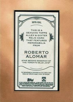 2020 Topps Allen & Ginter - Mini Framed Relics #MFR-RAL Roberto Alomar Back