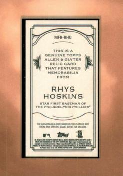 2020 Topps Allen & Ginter - Mini Framed Relics #MFR-RHO Rhys Hoskins Back