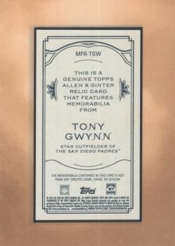 2020 Topps Allen & Ginter - Mini Framed Relics #MFR-TGW Tony Gwynn Back