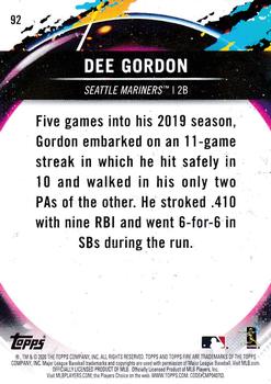 2020 Topps Fire - Red Blaze #92 Dee Gordon Back