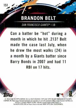 2020 Topps Fire - Red Blaze #151 Brandon Belt Back