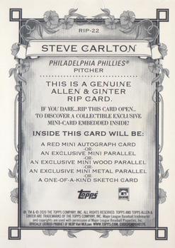 2020 Topps Allen & Ginter - Rip Cards #RIP-22 Steve Carlton Back