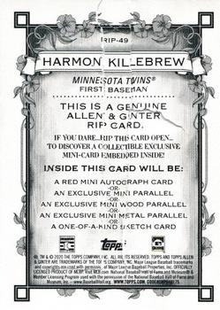 2020 Topps Allen & Ginter - Rip Cards #RIP-49 Harmon Killebrew Back