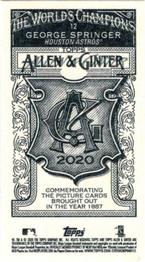 2020 Topps Allen & Ginter - Mini A & G Back #12 George Springer Back
