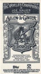 2020 Topps Allen & Ginter - Mini A & G Back #20 Joe Mauer Back