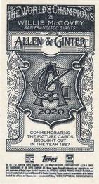 2020 Topps Allen & Ginter - Mini A & G Back #26 Willie McCovey Back