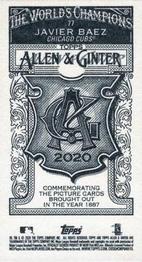 2020 Topps Allen & Ginter - Mini A & G Back #77 Javier Baez Back
