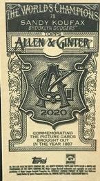 2020 Topps Allen & Ginter - Mini A & G Back #79 Sandy Koufax Back
