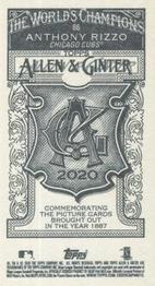 2020 Topps Allen & Ginter - Mini A & G Back #86 Anthony Rizzo Back