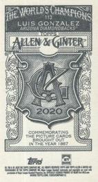 2020 Topps Allen & Ginter - Mini A & G Back #113 Luis Gonzalez Back