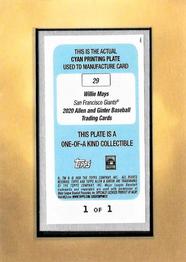 2020 Topps Allen & Ginter - Mini Framed Printing Plate Cyan #29 Willie Mays Back