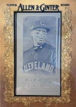 2020 Topps Allen & Ginter - Mini Framed Printing Plate Cyan #93 Francisco Lindor Front