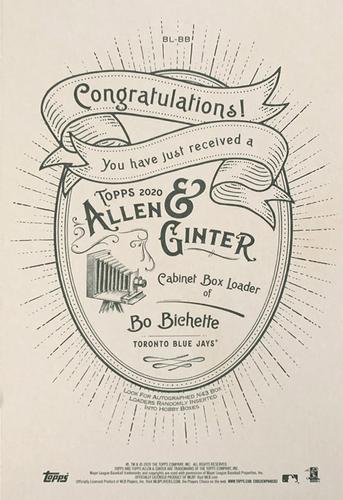 2020 Topps Allen & Ginter - Box Loaders #BL-BB Bo Bichette Back