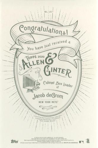 2020 Topps Allen & Ginter - Box Loaders #BL-JD Jacob deGrom Back