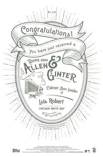 2020 Topps Allen & Ginter - Box Loaders #BL-LR Luis Robert Back