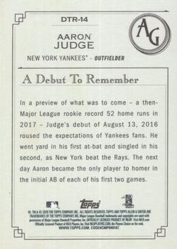 2020 Topps Allen & Ginter - A Debut to Remember #DTR-14 Aaron Judge Back