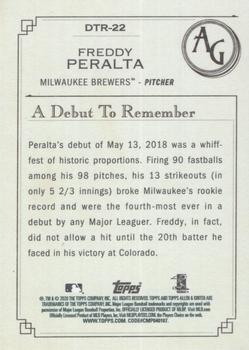 2020 Topps Allen & Ginter - A Debut to Remember #DTR-22 Freddy Peralta Back