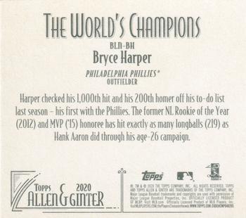 2020 Topps Allen & Ginter - N43 Box Loaders #BLN-BH Bryce Harper Back